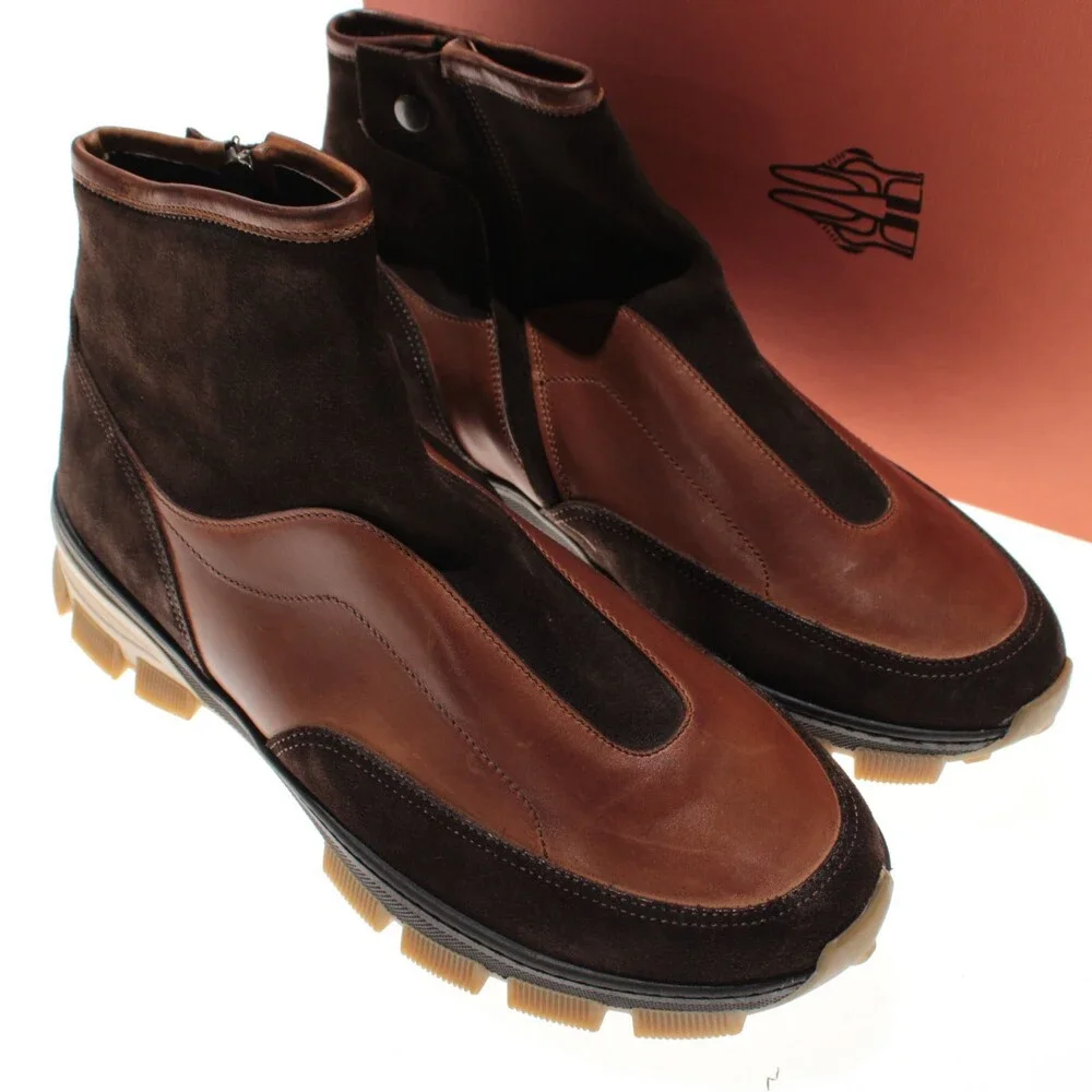 Di Bianco NWD Boots Size 42 (US 9) in Brown Suede & Leather Made in Italy